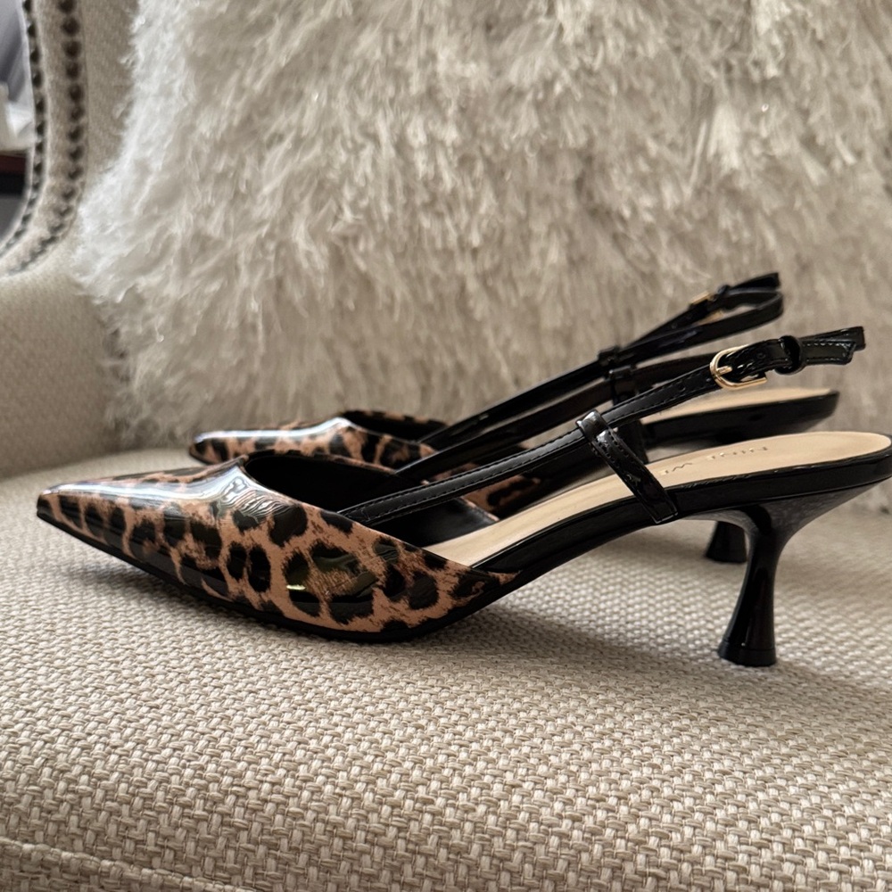 NINE WEST Black and Brown Animal Print Heels